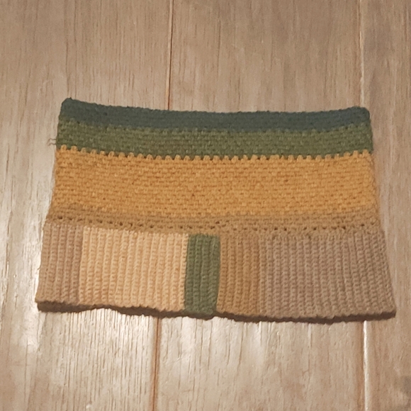 Handmade multi-color crochet tube top in green, mustard, and tan. Sz S. - Picture 2 of 2
